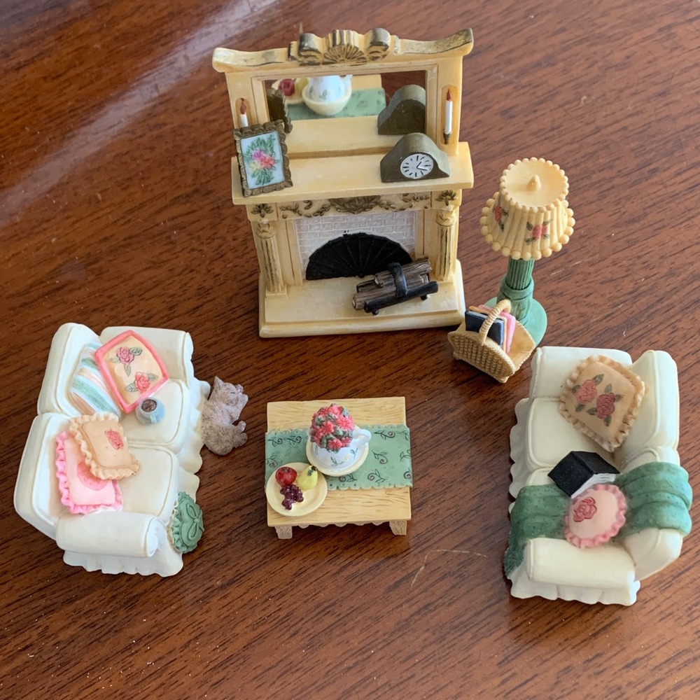 Avon Miniature Living Room Set with Fireplace and Sofas- Vintage